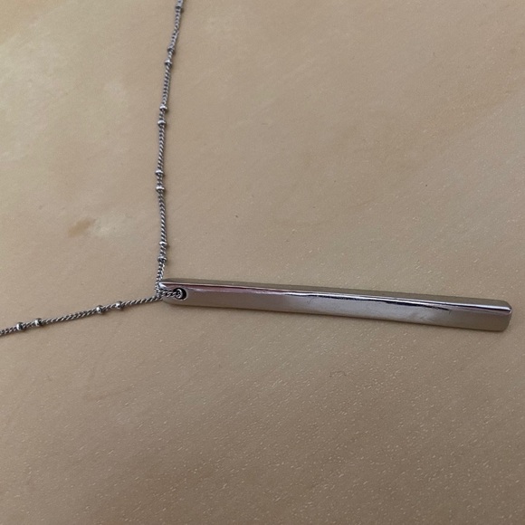 Silver 3D Bar Necklace - Picture 2 of 5